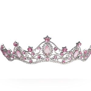Elegant, Beautiful Silver Filagree Bridal Tiara with Pink Rhinestones, Like New!